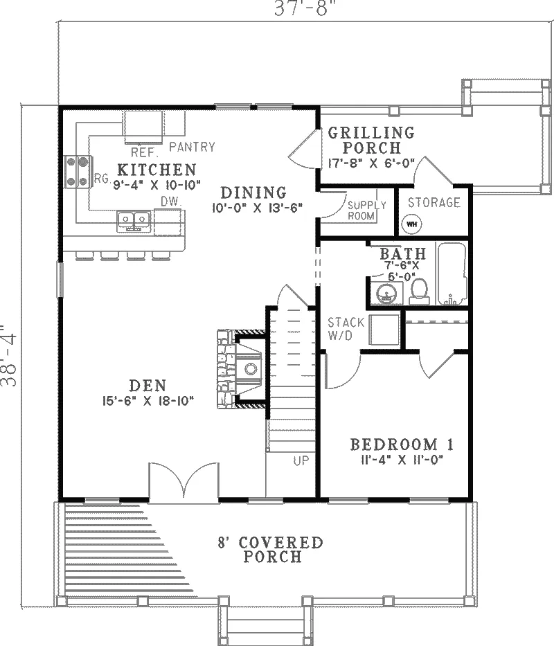 Lowcountry House Plan First Floor - Kirkland Hollow Bungalow Home 055D-0350 - Search House Plans and More
