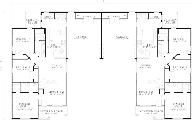 Ranch House Plan First Floor - Augusta Shores Ranch Duplex 055D-0368 - Search House Plans and More