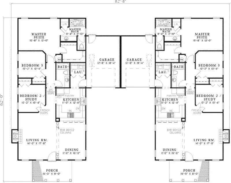 Ranch House Plan First Floor - Fordyce Crest Multi-Family Home 055D-0369 - Search House Plans and More