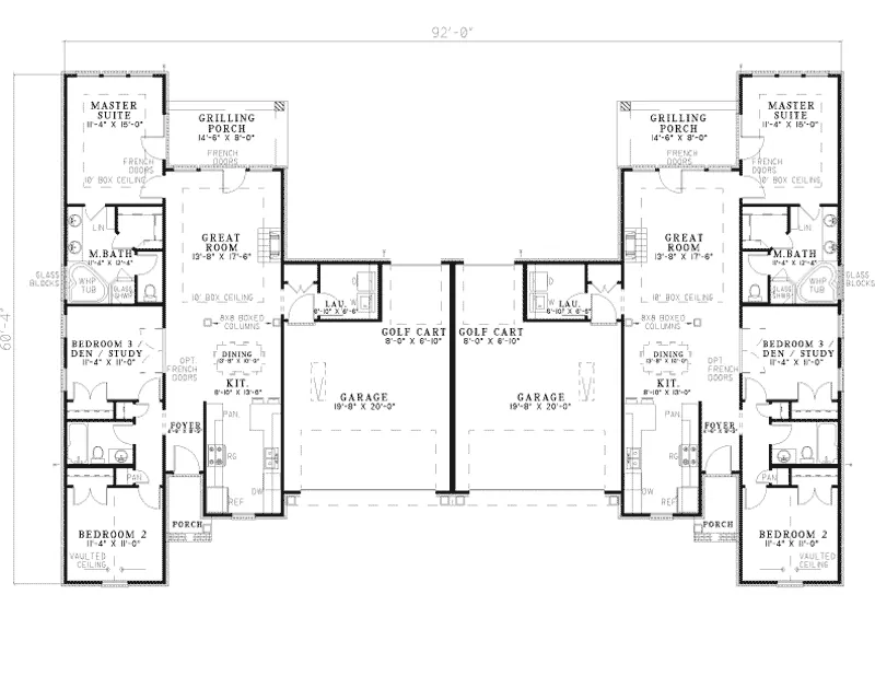 Rustic House Plan First Floor - Country Crossing Duplex 055D-0378 - Search House Plans and More