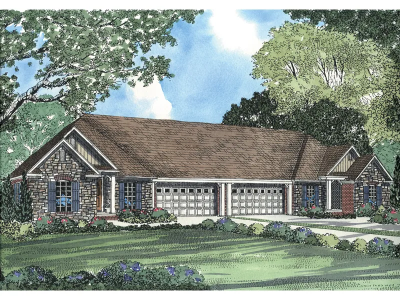 Country Style Multi-Family House Plan