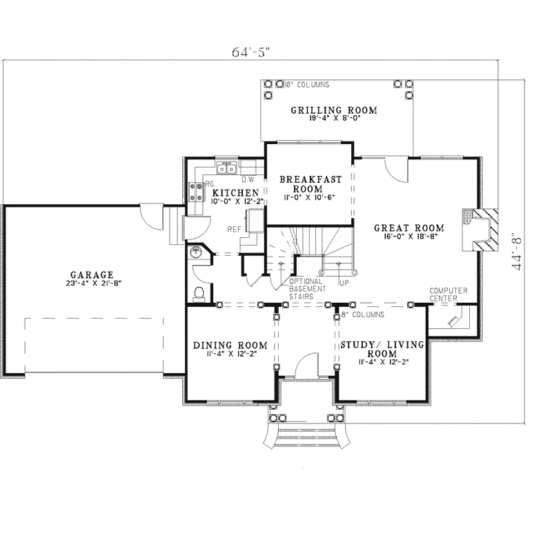 Colonial House Plan First Floor - Ryleigh Early American Home 055D-0406 - Shop House Plans and More