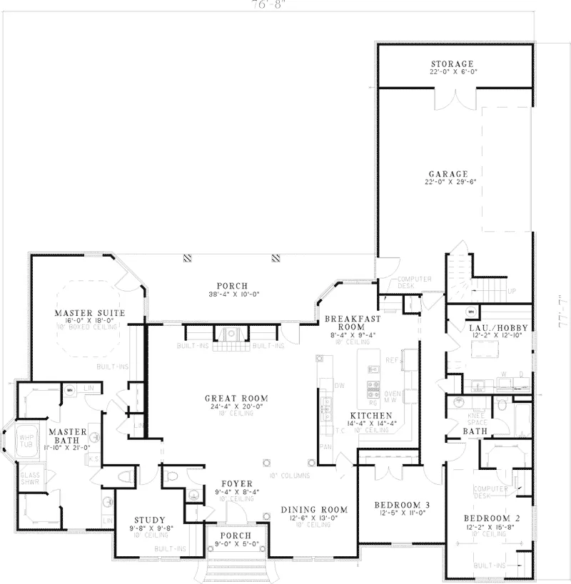 Ranch House Plan First Floor - Prestonpark Ranch Home 055D-0413 - Shop House Plans and More