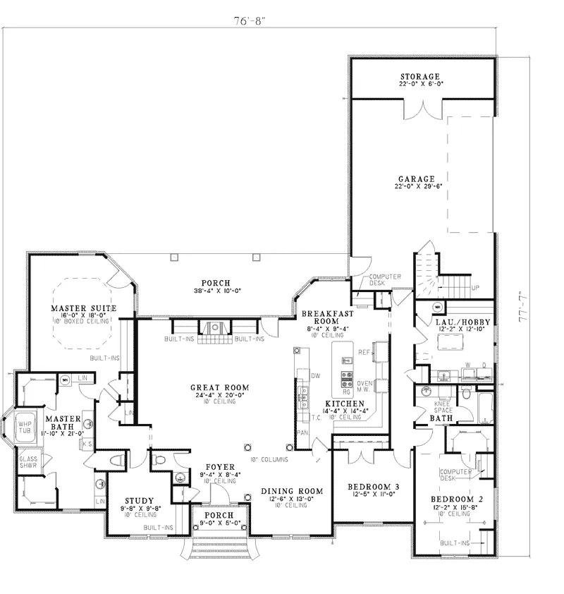 Ranch House Plan First Floor - Stoney Meadow Country Home 055D-0420 - Shop House Plans and More