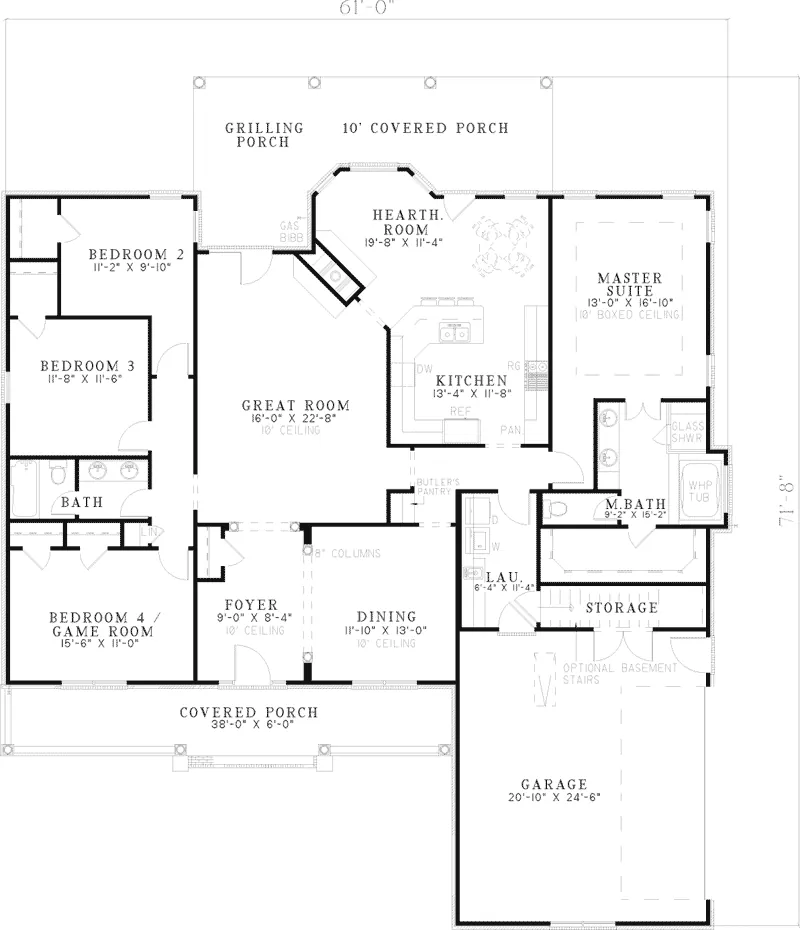 Country House Plan First Floor - Pointers Creek Country Home 055D-0441 - Shop House Plans and More