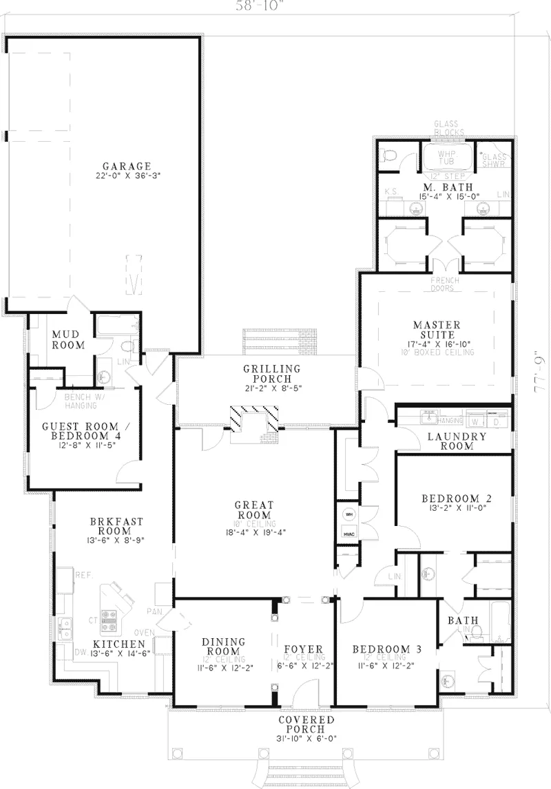 Country House Plan First Floor - Fernbrook Ranch Home 055D-0442 - Search House Plans and More