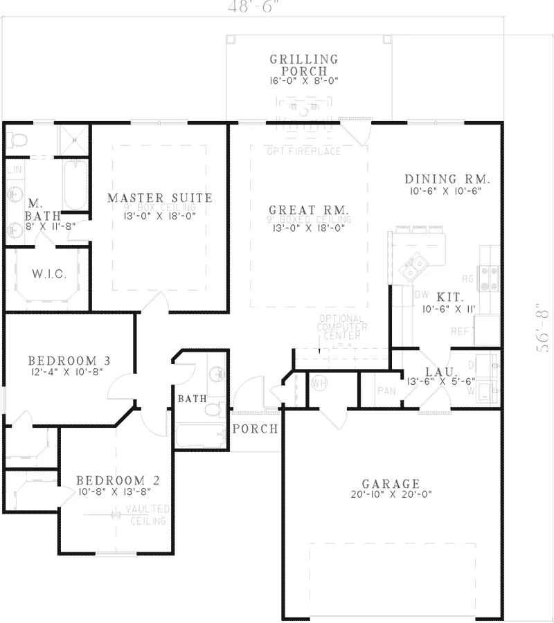 Ranch House Plan First Floor - Gracey Creek Ranch Home 055D-0471 - Search House Plans and More