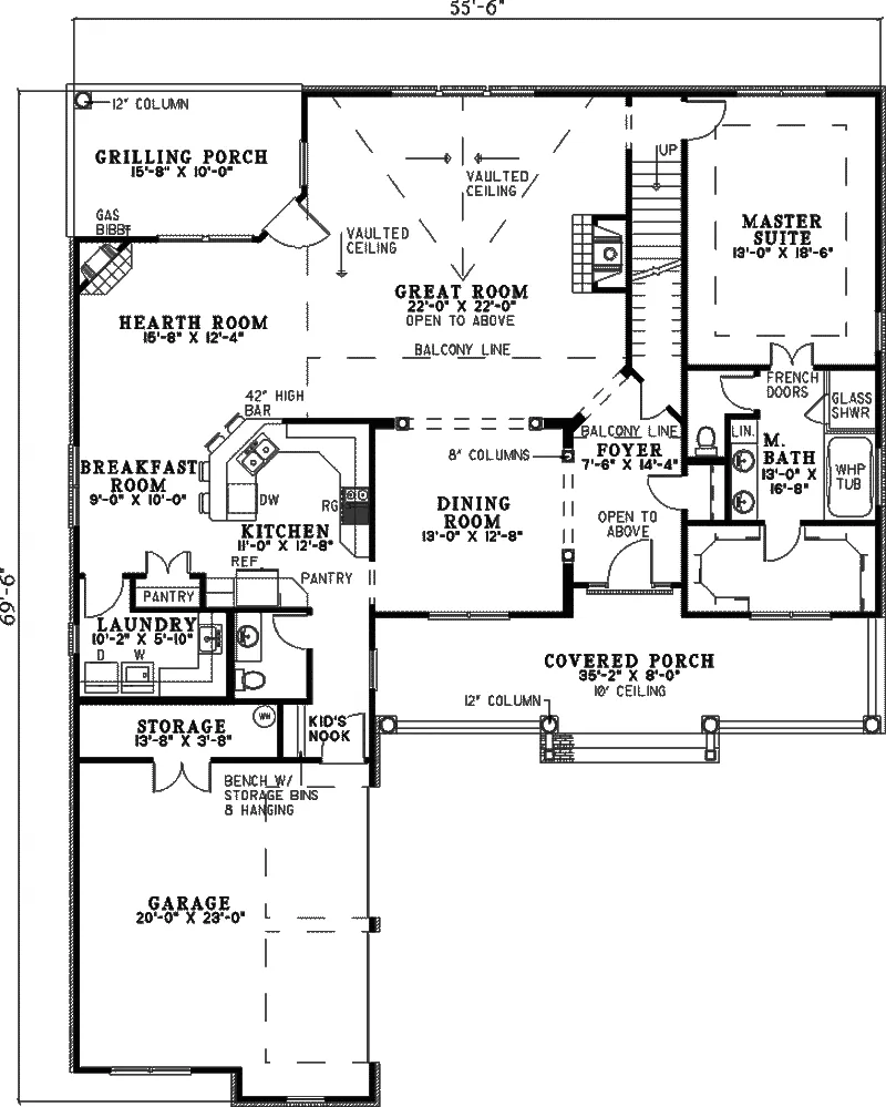 Craftsman House Plan First Floor - Conte Cape Cod Country Home 055D-0489 - Search House Plans and More