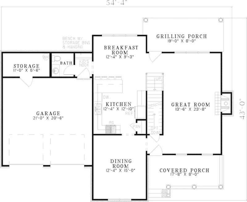 Southern House Plan First Floor - Depalma Country Style Home 055D-0508 - Search House Plans and More