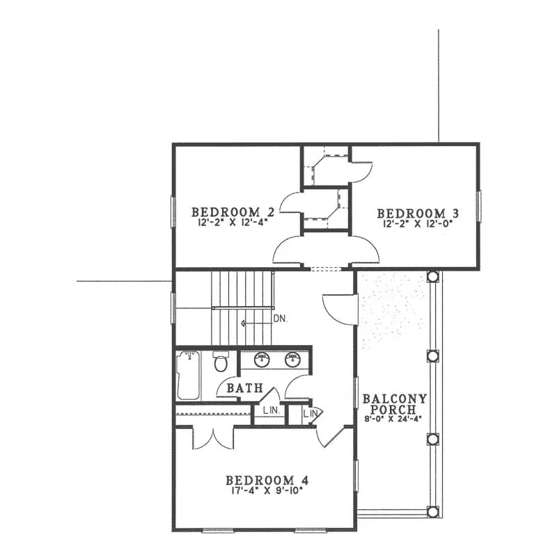 Southern House Plan Second Floor - Spring Place Southern Home 055D-0536 - Shop House Plans and More