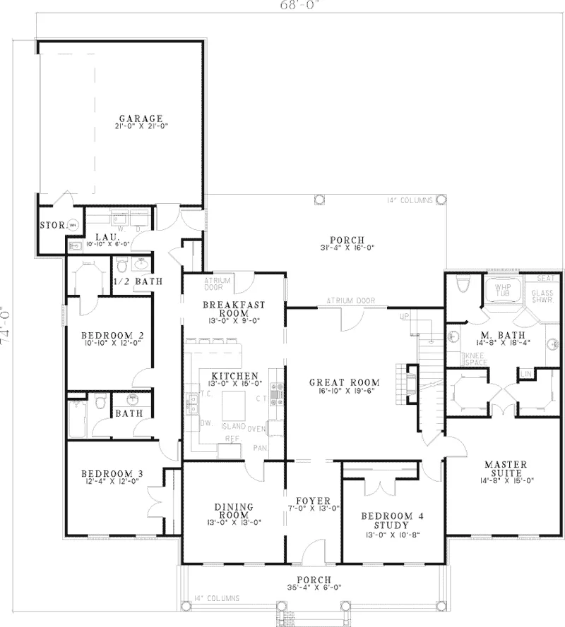 Farmhouse Plan First Floor - Julien Cape Cod Ranch Home 055D-0546 - Search House Plans and More