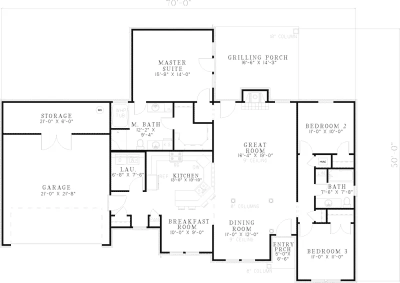 Ranch House Plan First Floor - Boudoures Ranch Home 055D-0585 - Search House Plans and More