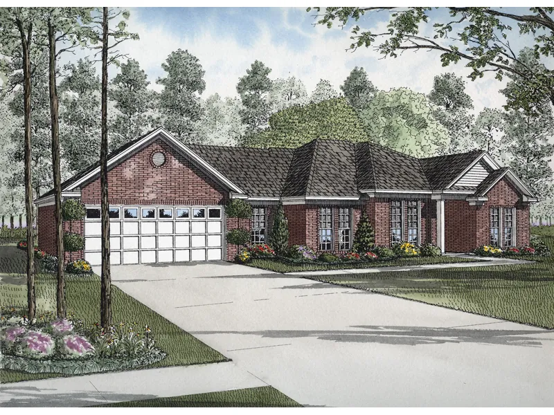 Ranch House Plan Front Image - Boudoures Ranch Home 055D-0585 - Search House Plans and More