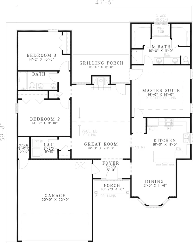 Southern House Plan First Floor - Firethorn Ranch Home 055D-0589 - Search House Plans and More