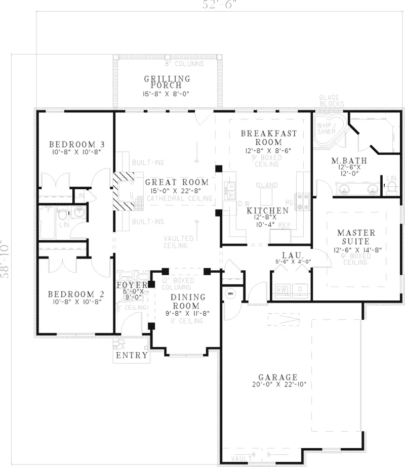 English Cottage House Plan First Floor - Ravensbrook English Ranch Home 055D-0596 - Shop House Plans and More