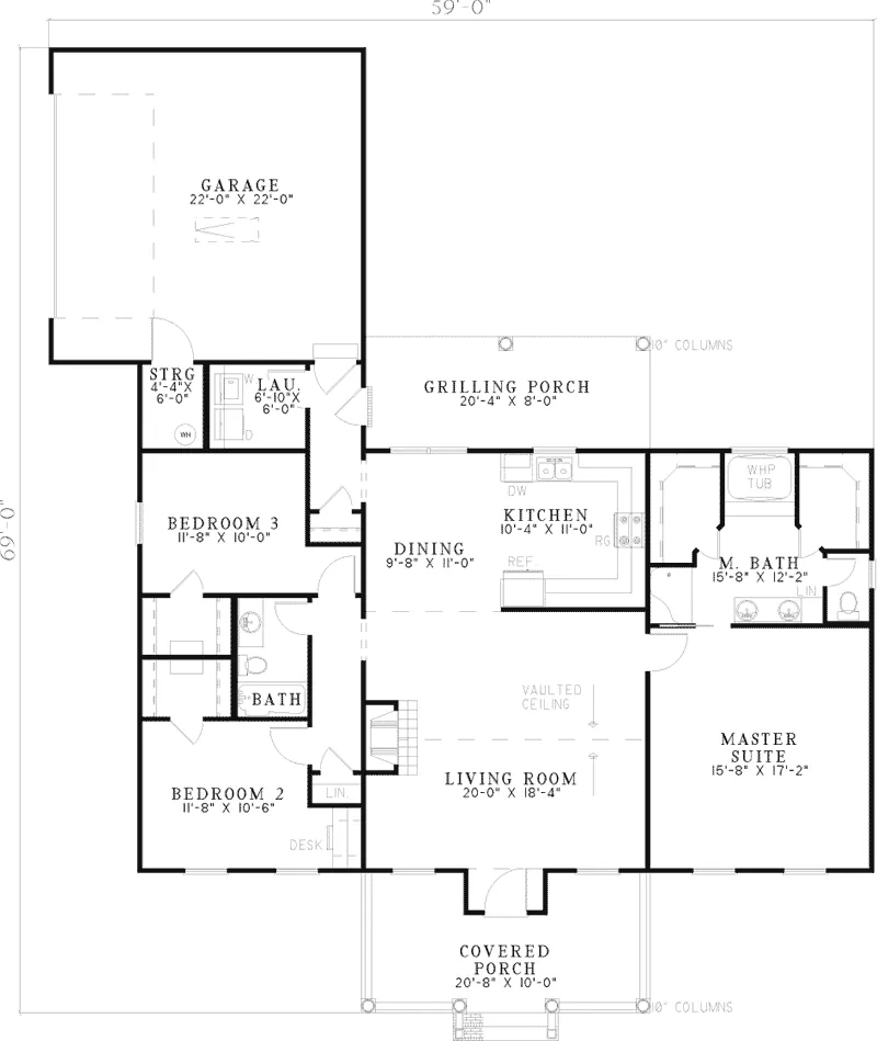 Southern House Plan First Floor - Jubilee Hill Plantation Home 055D-0600 - Search House Plans and More