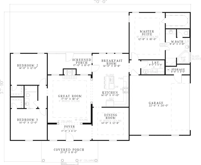 Traditional House Plan First Floor - Shirlene Country Ranch Home 055D-0604 - Shop House Plans and More