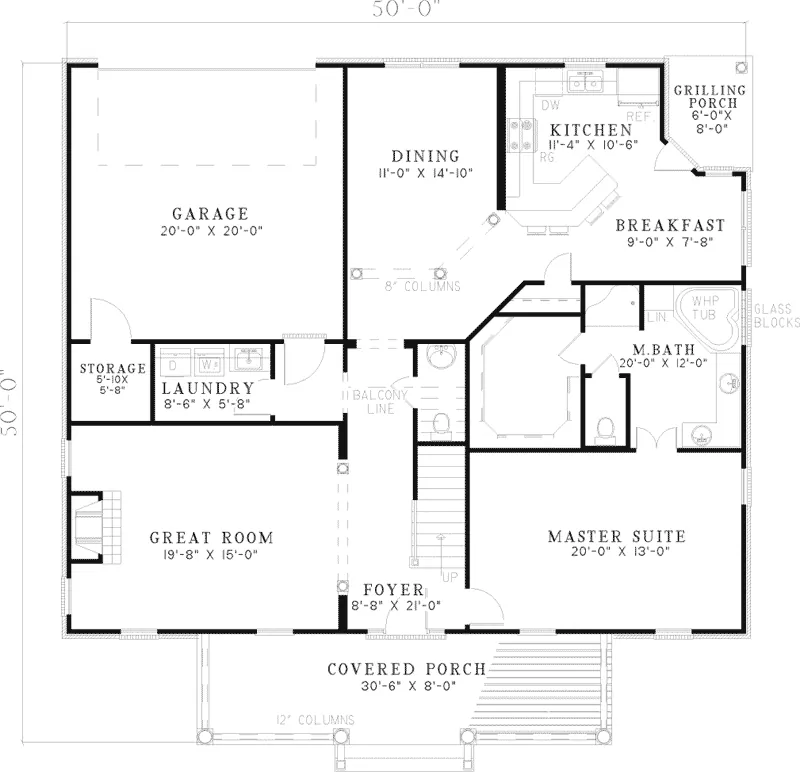 Southern House Plan First Floor - Greenbough Southern Home 055D-0618 - Search House Plans and More
