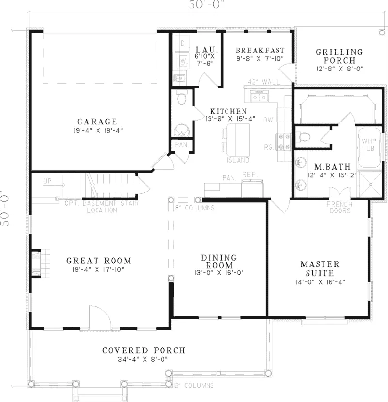 Contemporary House Plan First Floor - Juniata Country Home 055D-0621 - Search House Plans and More