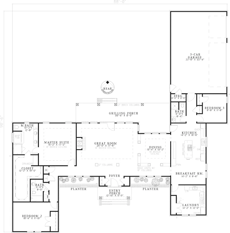 European House Plan First Floor - Bellechase Trail Ranch Home 055D-0634 - Search House Plans and More