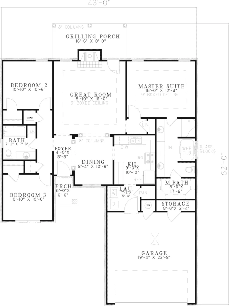 Ranch House Plan First Floor - Heartwoods Narrow Lot Home 055D-0642 - Search House Plans and More