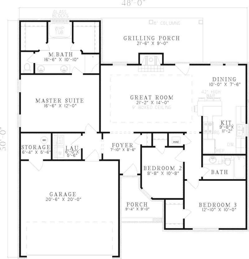Ranch House Plan First Floor - Sheila Traditional Ranch Home 055D-0643 - Shop House Plans and More