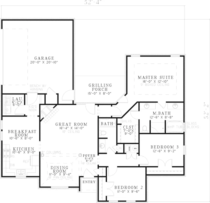Ranch House Plan First Floor - Otisfield Traditional Ranch Home 055D-0648 - Shop House Plans and More