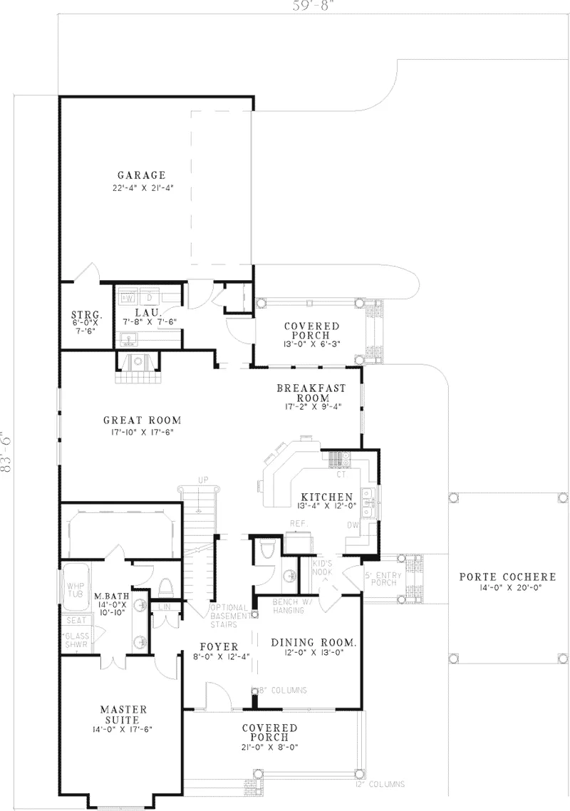Southern House Plan First Floor - Falco Luxury Farmhouse 055D-0654 - Search House Plans and More