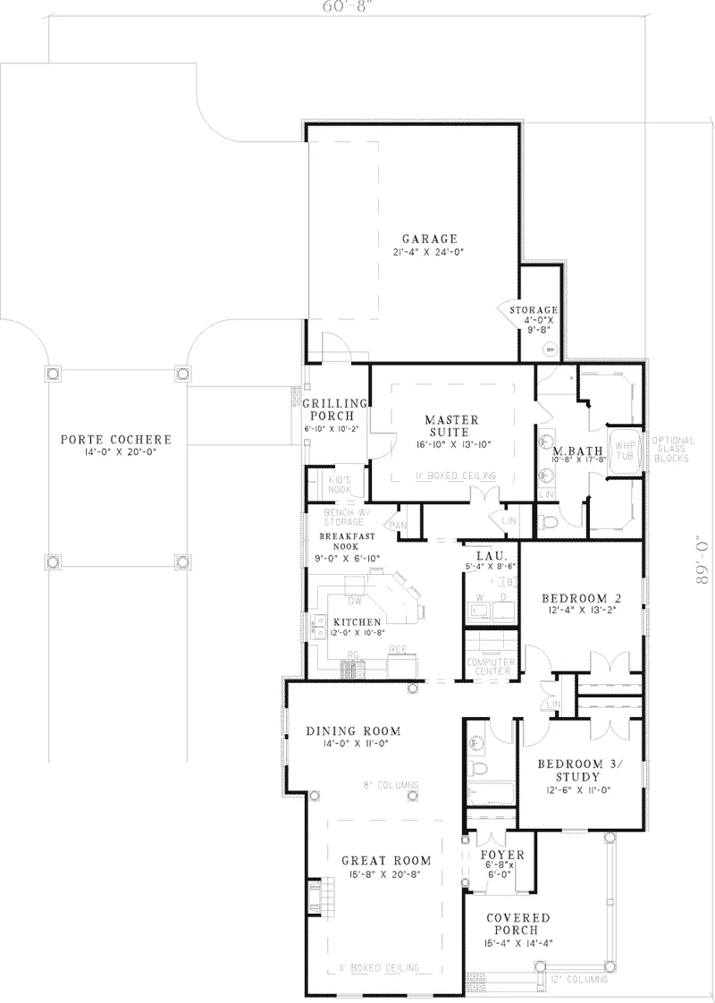 Traditional House Plan First Floor - Lydford Country Ranch Home 055D-0660 - Shop House Plans and More