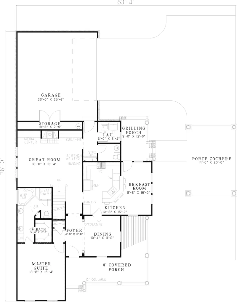 Southern House Plan First Floor - Felix Traditional Home 055D-0669 - Search House Plans and More