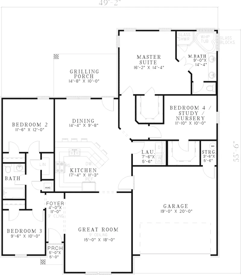 Traditional House Plan First Floor - Carmen Ranch Home 055D-0673 - Search House Plans and More