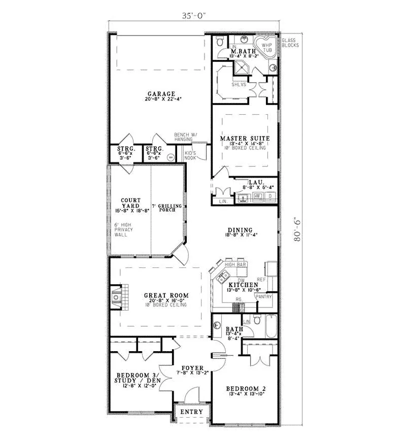 Ranch House Plan First Floor - Shadyside Ranch Home 055D-0681 - Shop House Plans and More