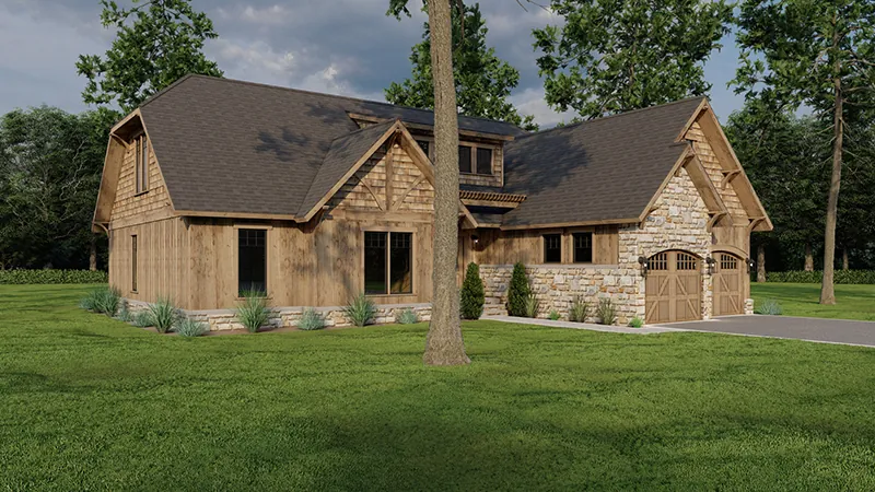 Contemporary House Plan Front Photo 01 - Towerwood Rustic Log Home 055D-0686 - Shop House Plans and More