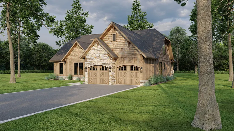 Contemporary House Plan Front Photo 02 - Towerwood Rustic Log Home 055D-0686 - Shop House Plans and More