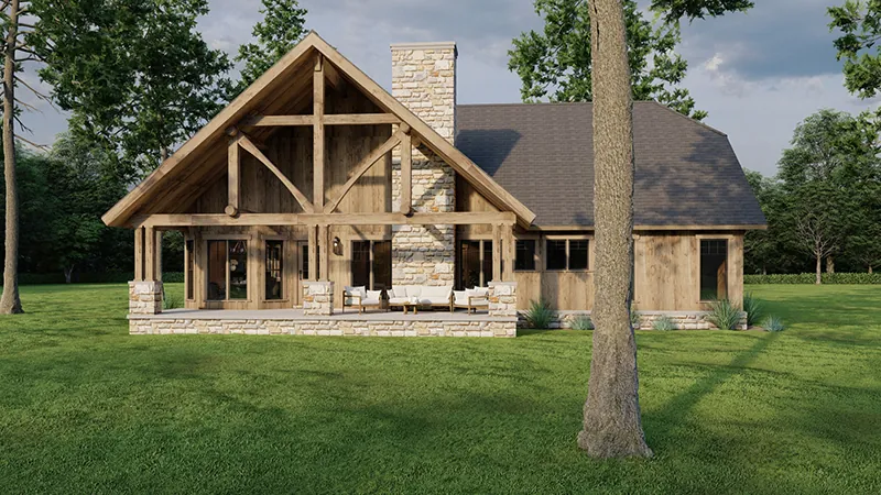Contemporary House Plan Rear Photo 01 - Towerwood Rustic Log Home 055D-0686 - Shop House Plans and More