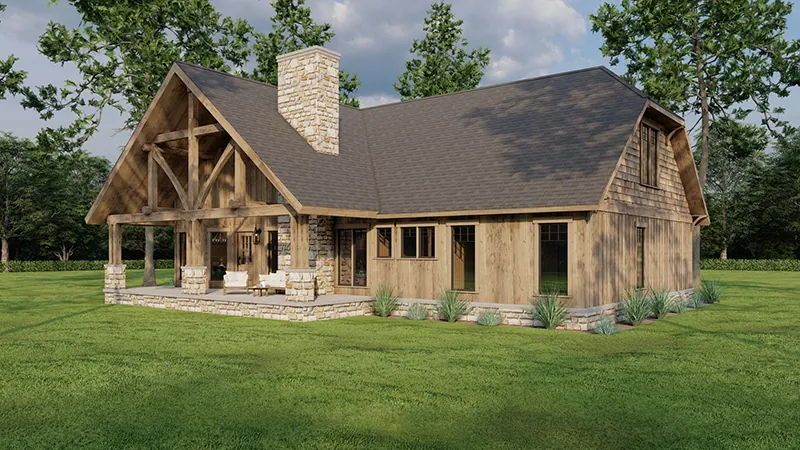 Cabin & Cottage House Plan Rear Photo 02 - Towerwood Rustic Log Home 055D-0686 - Shop House Plans and More