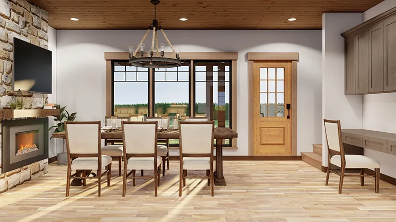 Bungalow House Plan Dining Room Photo 03 - Eathan Rustic Log Home 055D-0687 - Search House Plans and More