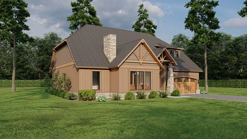 Bungalow House Plan Front Photo 01 - Eathan Rustic Log Home 055D-0687 - Search House Plans and More