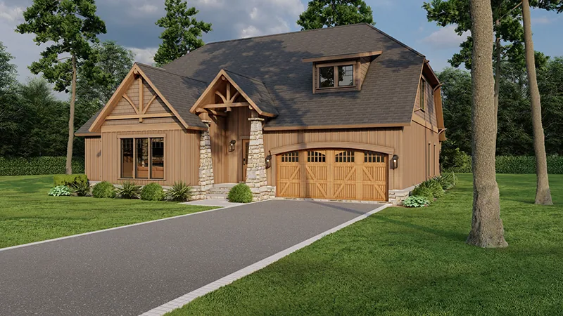 Bungalow House Plan Front Photo 02 - Eathan Rustic Log Home 055D-0687 - Search House Plans and More