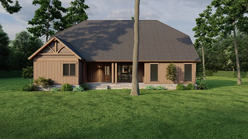 Bungalow House Plan Rear Photo 01 - Eathan Rustic Log Home 055D-0687 - Search House Plans and More