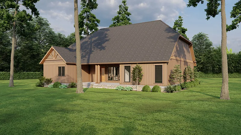 Bungalow House Plan Rear Photo 02 - Eathan Rustic Log Home 055D-0687 - Search House Plans and More