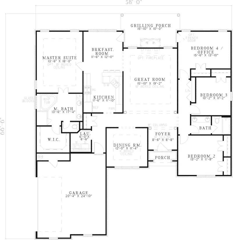 Ranch House Plan First Floor - Roundstone Ranch Home 055D-0742 - Shop House Plans and More