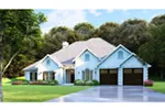 Ranch House Plan Front Photo 02 - Luxury One-Story House | Traditional Ranch House