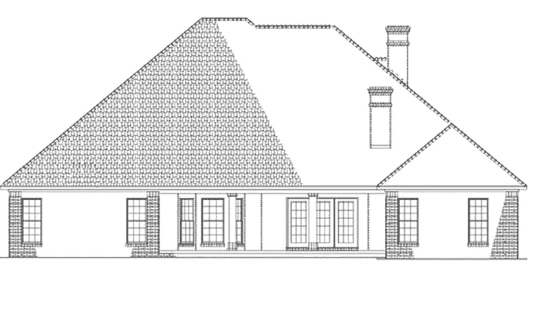 Ranch House Plan Rear Elevation - Luxury One-Story House | Traditional Ranch House
