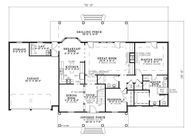 Cape Cod & New England House Plan First Floor - Launcreston Country Home 055D-0772 - Shop House Plans and More