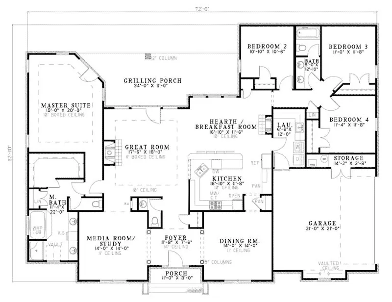 Traditional House Plan First Floor - Bonaventure Place Ranch Home 055D-0774 - Search House Plans and More