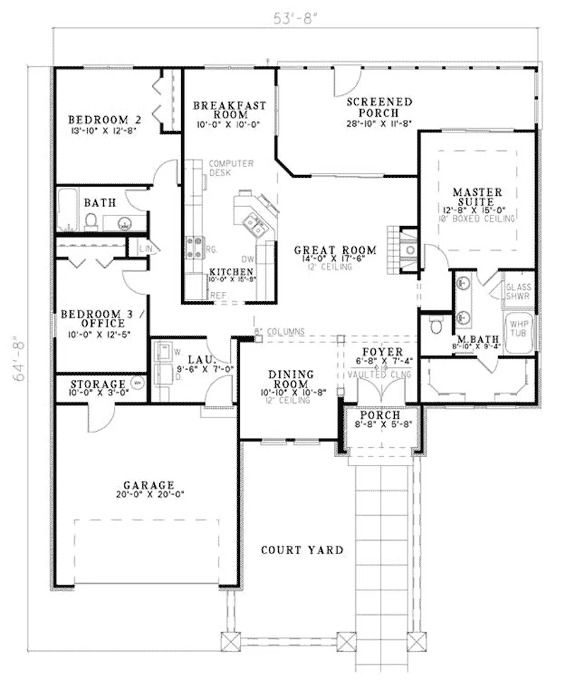 Sunbelt House Plan First Floor - Rio Tanto Rustic Home 055D-0781 - Shop House Plans and More