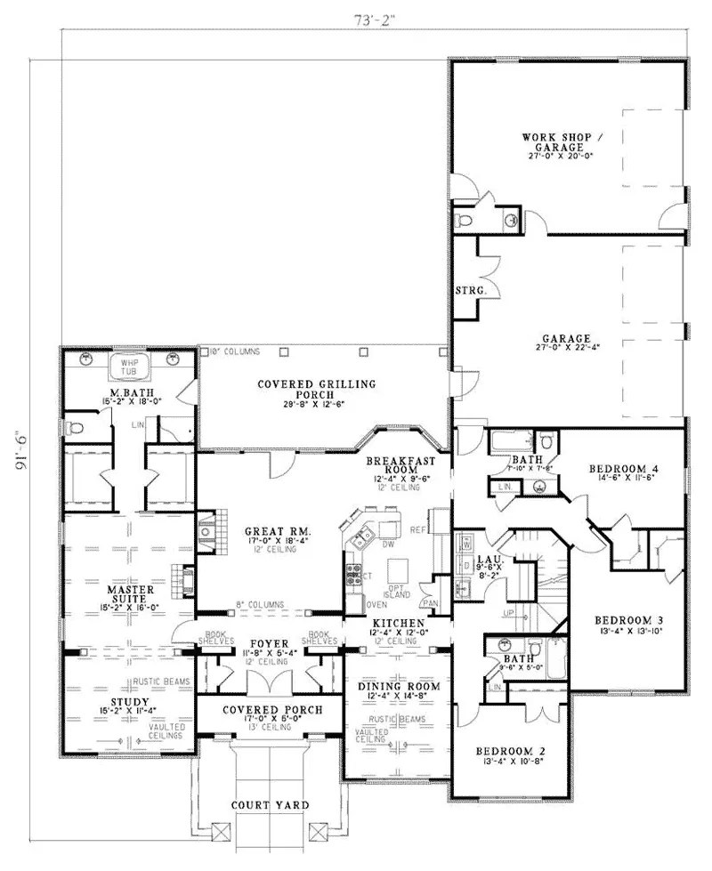 Country House Plan First Floor - Bedford Falls European Home 055D-0787 - Search House Plans and More