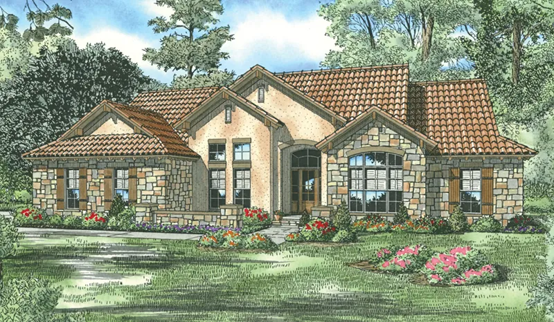 Santa Fe House Plan Front Image - Seawood Sunbelt Ranch Home 055D-0790 - Shop House Plans and More