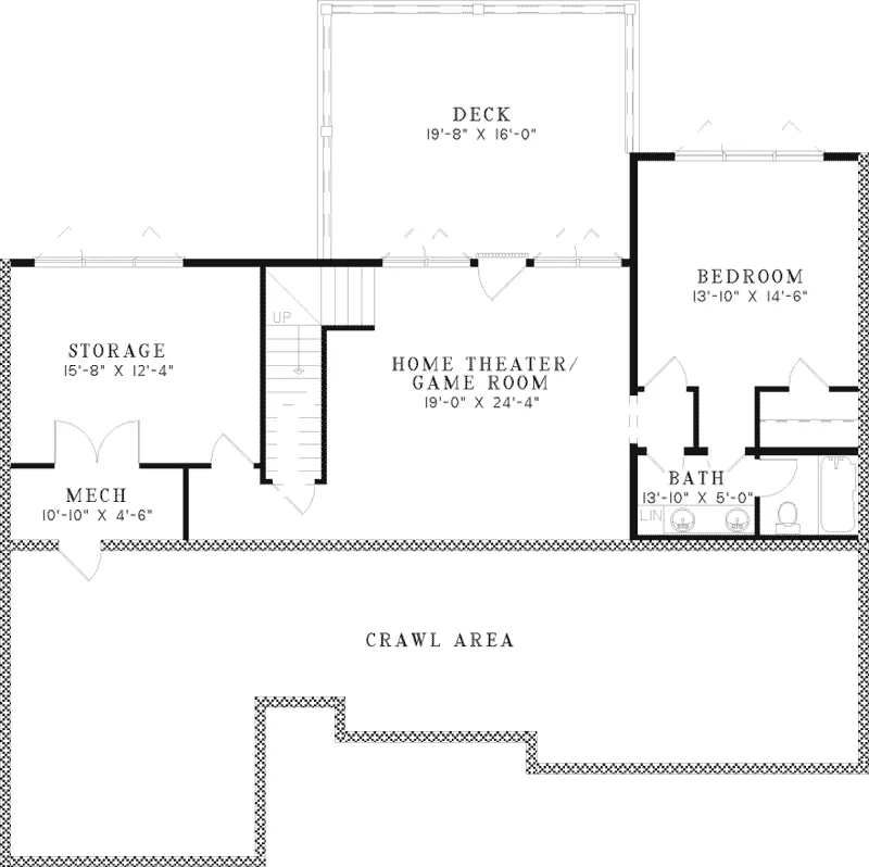 Country House Plan Lower Level Floor - Canyon Creek Rustic Ranch Home 055D-0821 - Search House Plans and More